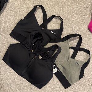 Nike Women's Black and Gray Sports Bras Trio